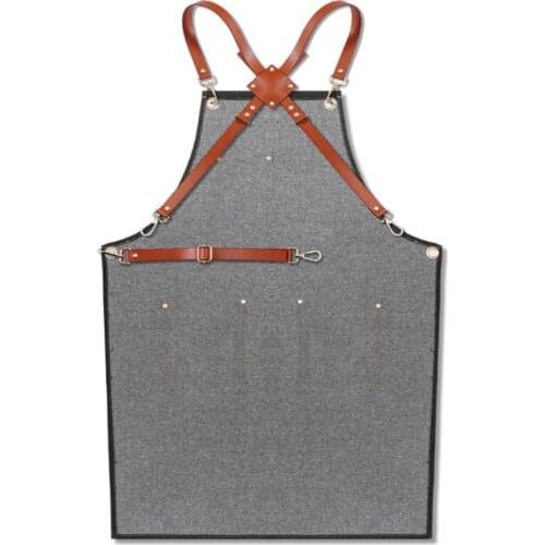 Denim Apron Strap Bib Apron Barista Bartender BBQ Chef Uniform Workwear SCVD889