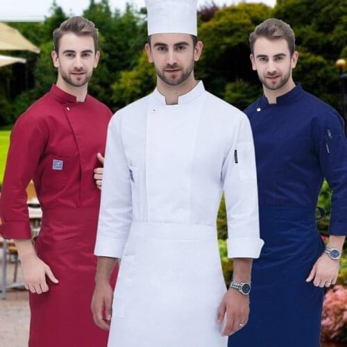 Food Service Long Sleeve Chef Jacket Professional Head Chef Uniform Restaurant Hotel Kitchen Grey Chef Uniform Chef Coat B-6260