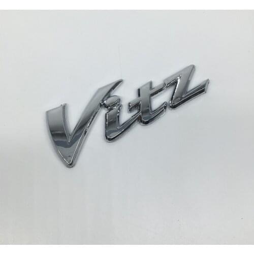 1pcs Plastic Chrome Vitz Logo Car Rear Bumper Trunk English Alphabet Letter Emblem Stickers Badge Decals Car Styling Accessories