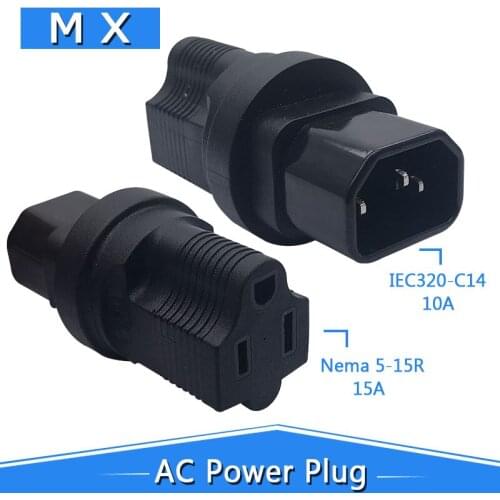 IEC 320 C14 Male American Standard Female Adapter for Power Jack / UPS Cabinet 5-15r Female