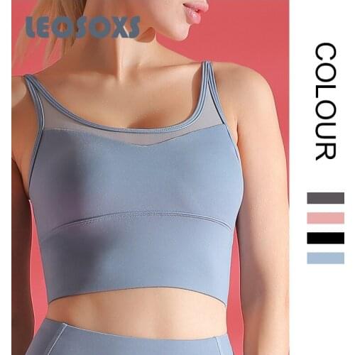 LEOSOXS New Yoga Bra For Women 2020 Fashion Mesh Breathable Quick Drying Exercise Yoga Bra Outdoor Running Fitness Yoga Shirt