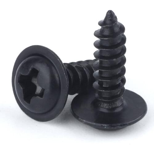 M3 M4 Phillis Cross Recessed Washer Pan Head Self Tapping Screw Metric Thread Wafe Round Head Bolt Black Steel