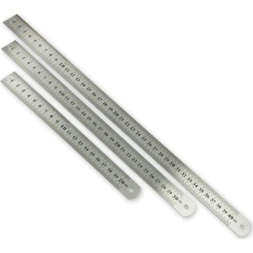 Steel Ruler Sewing Tool Accessory 15/20/30/40cm Stainless Steel Metal Ruler Metric Rule Precision Double Sided Measuring Tool F