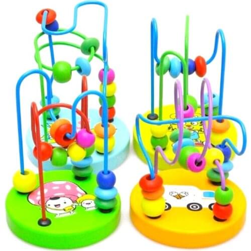 N001 Children Mini Building Wooden Toy Around Bead Strings for Children Educational Toys Game Puzzle
