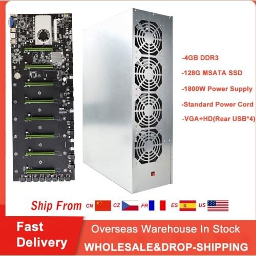 Miner Case Set BTC-D37 Chassis with 4 Fans Motherboard 8 Slots DDR SSD Mining Machine System for Mining ETH Ethereum