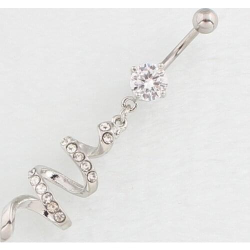 New Fashion Personality Colorful Rhinestone Screw Belly Rings for Women Body Piecing Jewelry