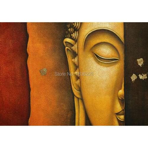Hand Painted 3D Oil Painting on Buddha Face Canvas Oil Painting Home Wall Decoration House Decor Modern Religious Picture Art