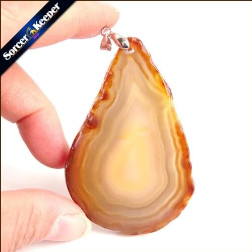 Natural Gem Stone Jewelry Multi-color Rough Art Botswana Agates Slice Beads Pendant Necklace New Trendy Gift for mens YS253