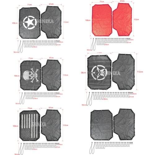 SHINEKA Car Cover Roof Sunshade Mesh Top Cover Anti UV Rays Interior Accessories for Jeep Wrangler JK 2007-2017 Ultimate 4 Door