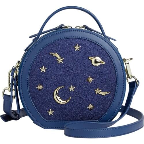 Bags for Women 2020 Luxury Design Brand Starry Sky Lady Purse Handbags Single Shoulder Bag Round and Square Blue Female Bag