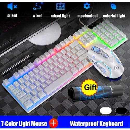 LED Backlight Colorful USB Mechanical Gaming Keyboard Mouse Set 3200DPI 6Buttons Ergonomic Gamer Computer Keyboard For PC Laptop