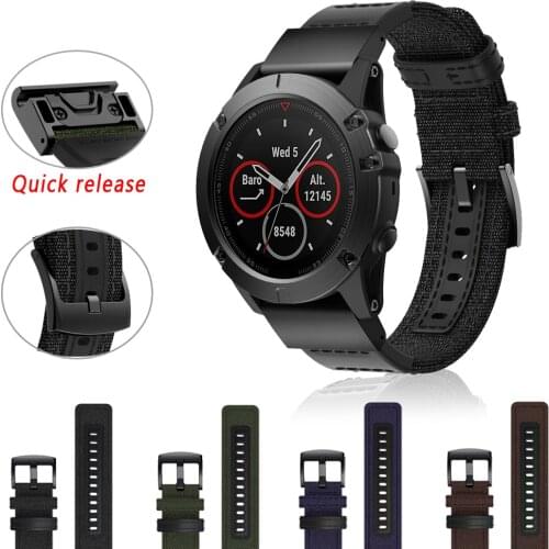 Canvas Band Watchband Straps for Garmin Fenix 5/5X/5S Plus 6/6X/6S Pro 3HR MK1 Smart Bracelet 22 26mm Quick easy Fit Wristband