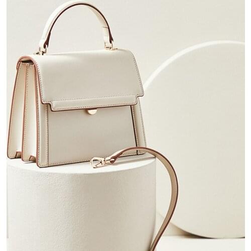 FIRMRANCH Trend Luxury Top Quality Genuine Leather Simple Flap Commuter Portable Organ Temperament Woman Shoulder Crossbody Bag