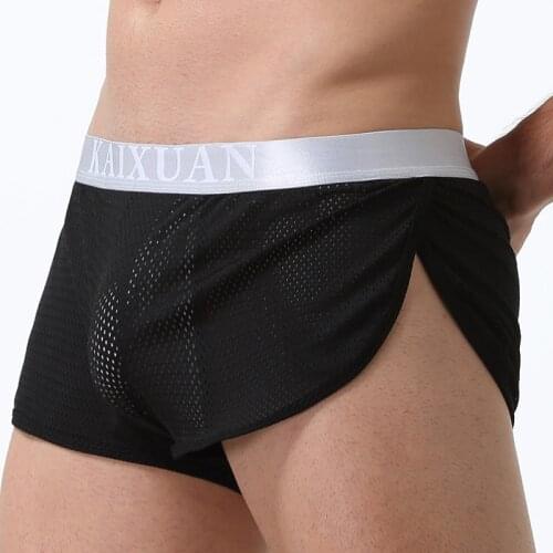 Mens Boxers Short Health Underwear Mesh Boxers Breathable Men Sexy Ultra-thin Low Waist Arrow Pants