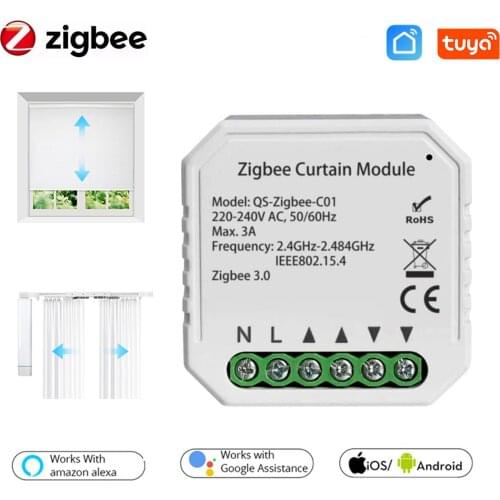 Tuya ZigBee 3.0 Tuya Smart Life Curtain Switch Module for Roller Shutter Blind Motor with App Control Household Home DIY Tool