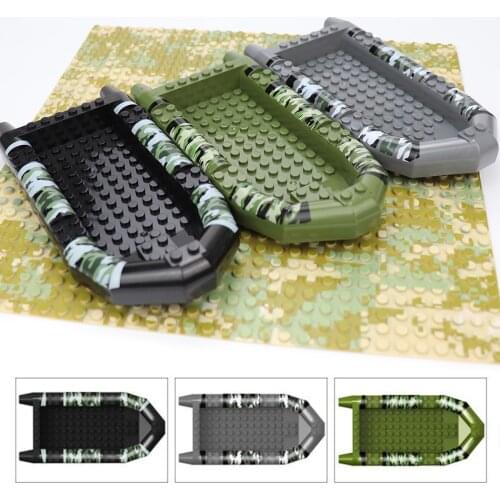 Military SWAT Team DIY Assault Boat City Police Figures Weapons Compatible Army Soldiers WW2 Building Blocks Kids Toys