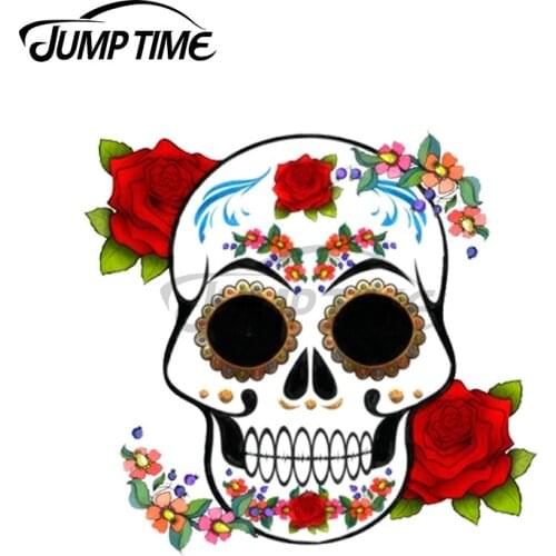 Jump Time 13 x 12.1cm For FiestaMex Skull VAN Bumper Window Car Stickers Waterproof Personality Decal Anime Vinyl Car Wrap