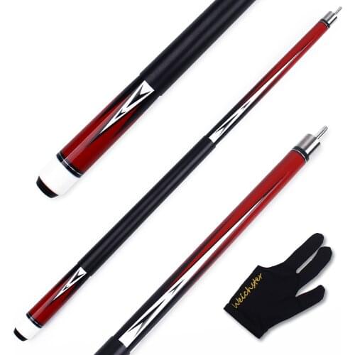 Weichster Maple Wood Shaft Fast Joint 12mm Tip 1/2 Stick Red Billiard Pool Cue with Glove