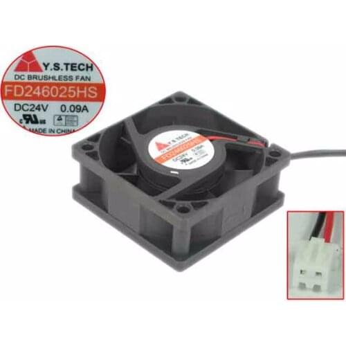 Y.S TECH FD246025HS Server Cooling Fan DC 24V 0.09A 60x60x25mm 2-wire