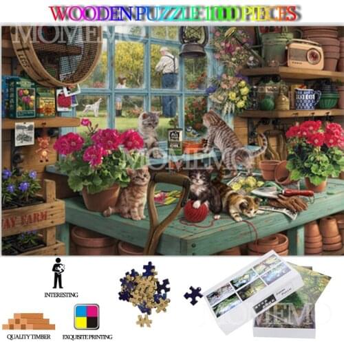 Curious Cat Wooden Puzzle 1000 Pieces for Adults Fine Painting Jigsaw Puzzle Toys Teens Kids Educational Puzzle Toys Nice Gifts