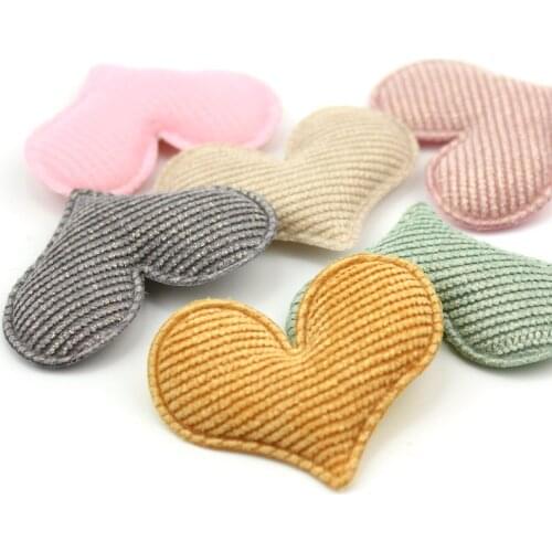 24Pcs 3.5*5cm Gold stamp Heart shape Padded Appliques For Kids Hairpin crafts headwear Decor Ornament patches Accessoires