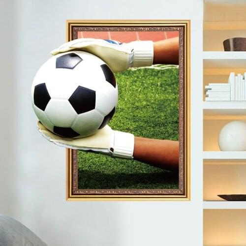 3D Soccer Wall Sticker Football Wall Decal Mural Decor Art Wallpaper Soccer Lover Room PVC Sticker Home Family Office Decorator