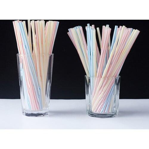 50/100/200 Pack Plastic Drinking Straws 8 Inches Long Multi-Colored Striped Rainbow Drinking Straws Bendy Straw Bar Accessories