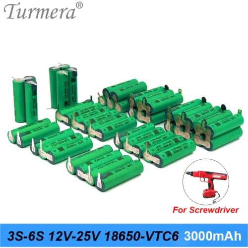 Turmera 3S 12.6V 4S 16.8V 5S 18V Battery Pack TUR18650-VTC6 3000mah 30A Discharge Current for Screwdriver Battery Use Customize