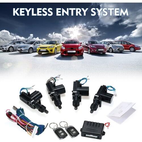 12V Car Remote Central Locking Universal Car Alarm System Car Keyless Entry System with 2 Remote Control 4 Door Lock Actuator