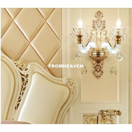 Free Shipping Golen Crystal Wall Lamps European Wall Light European Wall Sconces for Home Living Bedroom Dining Room Deco Lights