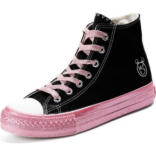 Shining Color Casual Shoes Women Canvas Shoes High Top Street Sneakers Outdoor Footwear Womens Vulcanized Shoes Ladies Flats