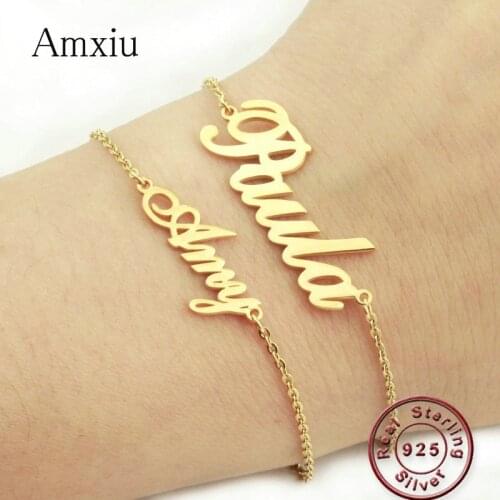 Amxiu 100% 925 Sterling Silver Bracelets Custom Any Name Bracelet For Women Friends Lovers Jewelry Personalized Birthday Gifts