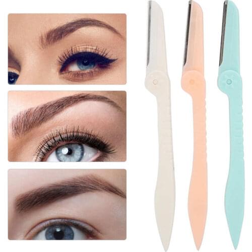 3pcs Portable Eyebrow Trimmer Foldable Hair Remover Set with Stainless Steel Blades Makeup Tools New
