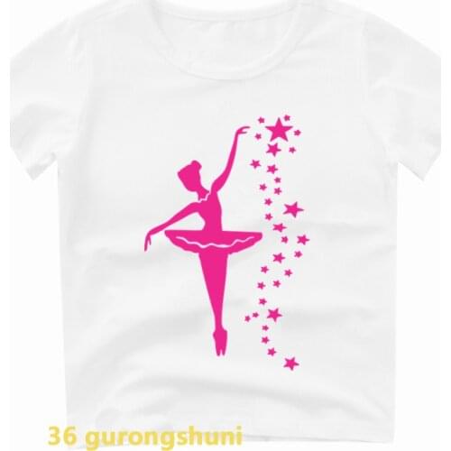 Kids t shirt for Girls cute clothing Ballet Dance Children clothes Harajuku Aqua Ballerina Dancing T-shirt Kid boys Tshirts Tops