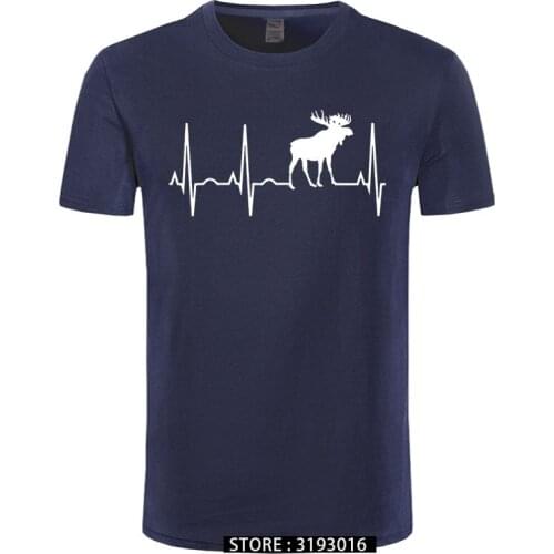 Moose Heartbeat Shirt For Moose Lovers Moose T Shirt Summer Mens Short Sleeve T-Shirt Funny Tees Cotton Tops T Shirt