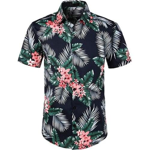Beach Shirts Summer Floral Printed Short Sleeve Button Hawaiian Shirts For Men Holiday Shirt Tops Casual Comfortable Top Tees