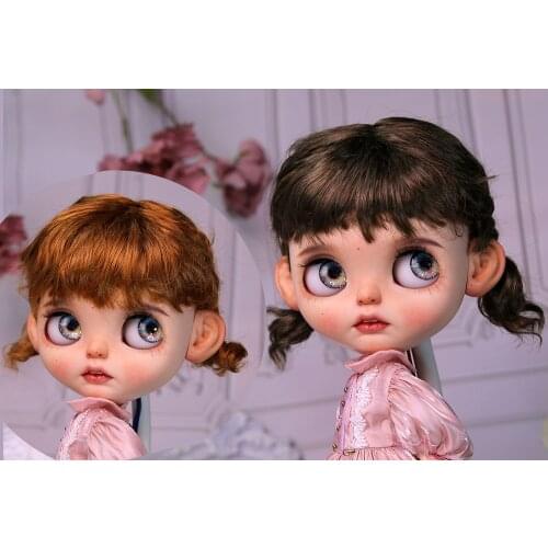 Blythes Dolls' Emulation Hair Fits the 1/6 Size Fashionable Western Retro Mini Braids Imitation Mohair Deep Brown Turnip Red Wig