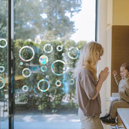 1Set Colorful Window Stickers DIY PVC Self-Adhesive Suncatcher Window Glass Decals Home Decor Bedroom Office Privacy Protection