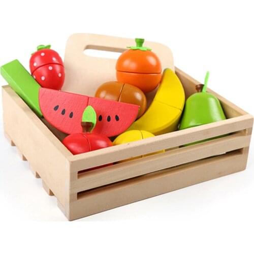 New 1 Pcs Sets Pretend Toy Wooden Kitchen Toys Cutting Fruit Vegetable Play Miniature Food Kids Wooden Baby Early Education Toy
