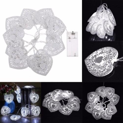 2019 New Fashion Heart Love Shape 10 LED String Light Outdoor Wedding Party Xmas Light Lamp White