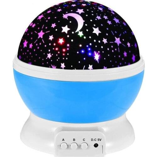 Novelty LED Rotating Star Projector Lighting Moon Starry Sky Children Baby Night Sleep Light Battery Emergency Projection Lamp