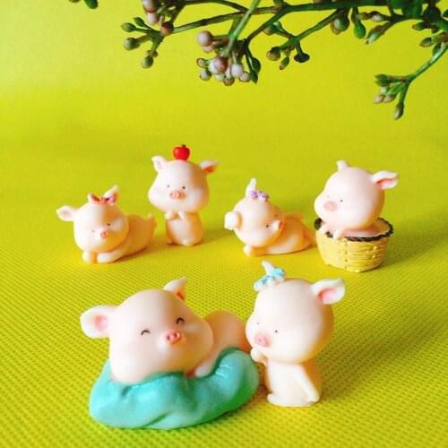 New~6Pcs/pig/piggy/lovely farm animal/fairy garden gnome/moss terrarium/crafts/bonsai/figurine/home table decor/DIY supplies