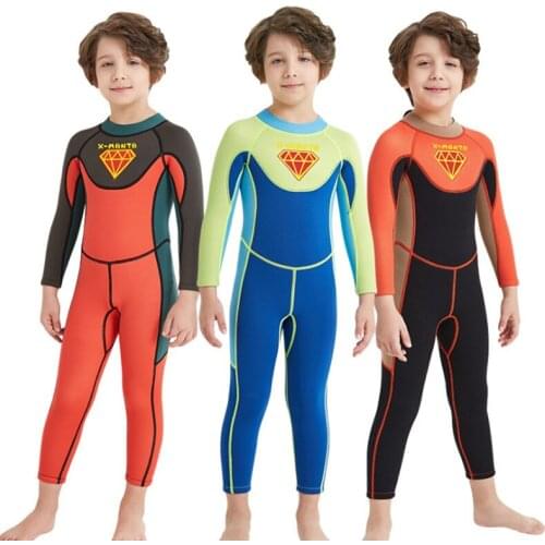 New Store Children for boys Diving Suit 2.5MM Neoprene Wetsuit Kids Keep Warm One-piece Long Sleeves UV protection Swimwear