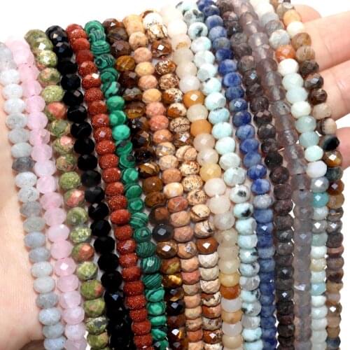 4x6mm Faceted Natural Agates Jaspers Amazonite Stone Beads Rondelle Spacer Beads For Jewelry Making Charm Diy Bracelets Necklace
