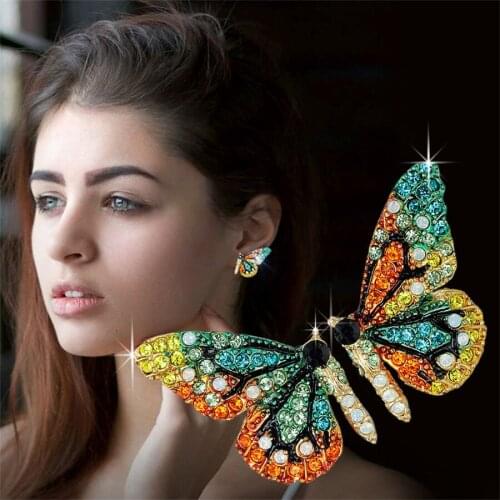 Original Half Of Butterfly Studs Earrings For Women New Vintage Rhinestone Personality Metal Earrings Sweet Romantic Jewelry