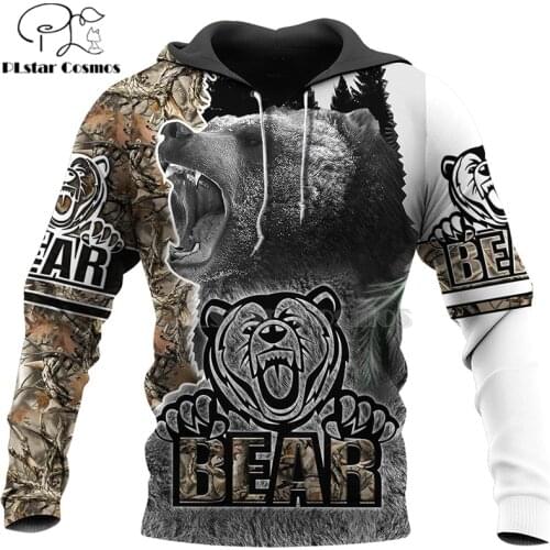 PLstar Cosmos bear HUNTING 3D Printed Shirts 3D Print Hoodies/Sweatshirt/Zipper Man Women big black bear Bow Hunter Bear-6