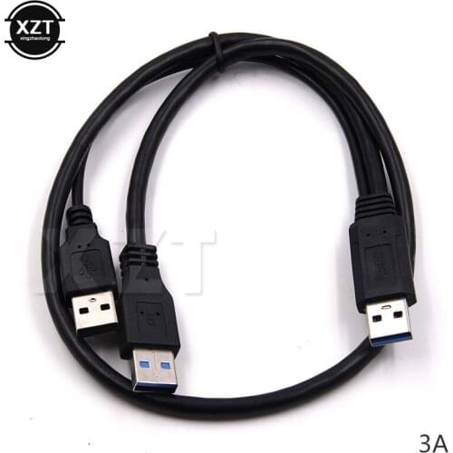 Portable USB 3.0 A Male to Male Extender DATA Cable with USB 2.0 A Male Power Cord for HDD Hard Disk Drive