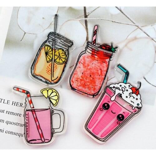 Colorful Summer Fruit Drink Bottle Cup Flatback Cameo Planar Resin Cabochons 10pcs Kawaii DIY Jewelry Accessories Beading