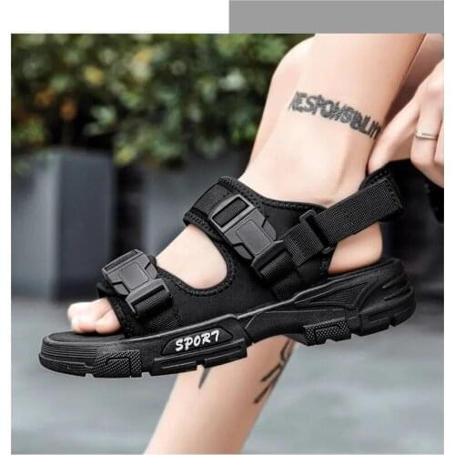 Mens Summer Sandals Thick Bottomed Open Toe Webbing One Line Casual Sandals Anti Slip Dual Purpose Beach Sandals Slippers