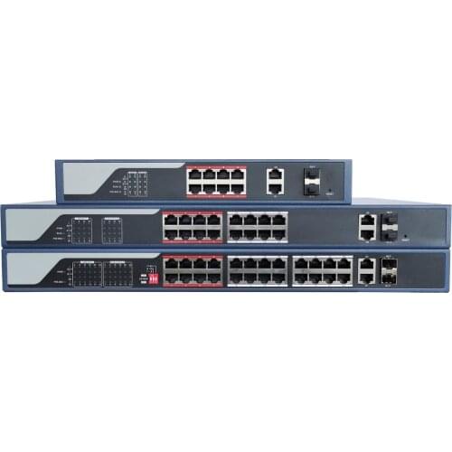 HIK with logo 8CH 16CH 24CH Web-managed PoE Network Switch, 802.3af/at PoE standard, VLAN configurable,2 multiplex 1000M SFP